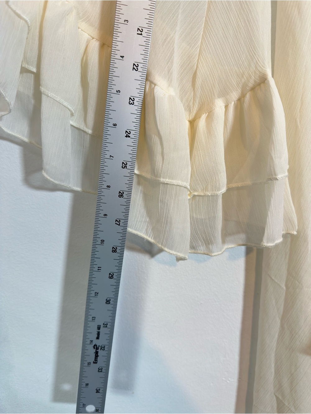 Angelcore Top Ethereal Edwardian Long Sleeve One Size Cream Tie Neck Ruffle - Picture 6 of 7